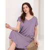 GYS Premium Bamboo Viscose Women’s Nightgowns Short Sleeve V Neck Summer Pajama Dress(Violet)