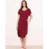 GYS Premium Bamboo Viscose Women’s Nightgowns Short Sleeve V Neck Summer Pajama Dress(Wine Red)