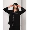 GYS Premium Bamboo Viscose Women’s Pajama Sets Long Sleeve Button Down 2 Pieces Sleep Sets(Black)