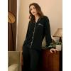 GYS Premium Bamboo Viscose Women’s Pajama Sets Long Sleeve Button Down 2 Pieces Sleep Sets(Black)