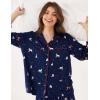 GYS Premium Bamboo Viscose Women’s Pajama Sets Long Sleeve Button Down 2 Pieces Sleep Sets(Navy Christmas Puppy)