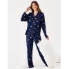 GYS Premium Bamboo Viscose Women’s Pajama Sets Long Sleeve Button Down 2 Pieces Sleep Sets(Navy Christmas Puppy)