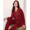 GYS Premium Bamboo Viscose Women’s Pajama Sets Long Sleeve Button Down 2 Pieces Sleep Sets(Wine Red)