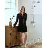 GYS Premium Women’s Nightgowns Button Down Sleepshirt Long Sleeve Notch Collar Boyfriend Nightshirt(Black)