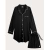 GYS Premium Women’s Nightgowns Button Down Sleepshirt Long Sleeve Notch Collar Boyfriend Nightshirt(Black)