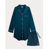 GYS Premium Women’s Nightgowns Button Down Sleepshirt Long Sleeve Notch Collar Boyfriend Nightshirt(Ink Blue)