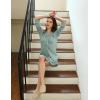 GYS Premium Women’s Nightgowns Button Down Sleepshirt Long Sleeve Notch Collar Boyfriend Nightshirt(Light Greyish Green)