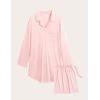 GYS Premium Women’s Nightgowns Button Down Sleepshirt Long Sleeve Notch Collar Boyfriend Nightshirt(Pink)