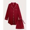 GYS Premium Women’s Nightgowns Button Down Sleepshirt Long Sleeve Notch Collar Boyfriend Nightshirt(Wine Red)