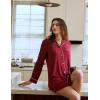 GYS Premium Women’s Nightgowns Button Down Sleepshirt Long Sleeve Notch Collar Boyfriend Nightshirt(Wine Red)
