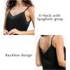 GYS Sleeveless Nightgowns for Women Bamboo Viscose Satin V-neck Spaghetti Straps Pajama Dress(Black)