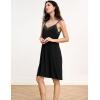 GYS Sleeveless Nightgowns for Women Bamboo Viscose Satin V-neck Spaghetti Straps Pajama Dress(Black)