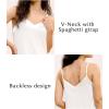 GYS Sleeveless Nightgowns for Women Bamboo Viscose Satin V-neck Spaghetti Straps Pajama Dress(White)