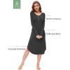 GYS Viscose Nightgowns for Women Soft Long Sleeve Sleep Shirt with Pockets Crewneck Nightdress Sleepwear(Dark Heather Grey)