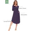 GYS Viscose Nightgowns for Women Soft Long Sleeve Sleep Shirt with Pockets Crewneck Nightdress Sleepwear(Purple)