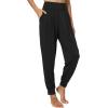 GYS Women Pajama Pants Bamboo Viscose High-Waist Soft Sleep Bottoms with Pockets(Black)