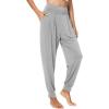 GYS Women Pajama Pants Bamboo Viscose High-Waist Soft Sleep Bottoms with Pockets(Heather Grey)