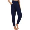 GYS Women Pajama Pants Bamboo Viscose High-Waist Soft Sleep Bottoms with Pockets(Navy)