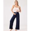 GYS Women Pajama Pants Wide Leg Drawstring Soft Sleep Pants, Viscose Made from Bamboo(Navy)