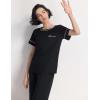 GYS Women Pajama Sets Bamboo Viscose Short Sleeve Top and Capri Pants 2 Piece Sleep Set(Black)