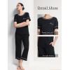 GYS Women Pajama Sets Bamboo Viscose Short Sleeve Top and Capri Pants 2 Piece Sleep Set(Black)