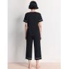 GYS Women Pajama Sets Bamboo Viscose Short Sleeve Top and Capri Pants 2 Piece Sleep Set(Black)