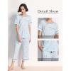 GYS Women Pajama Sets Bamboo Viscose Short Sleeve Top and Capri Pants 2 Piece Sleep Set(Blue Stripes)