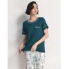 GYS Women Pajama Sets Bamboo Viscose Short Sleeve Top and Capri Pants 2 Piece Sleep Set(Ink Blue Floral)