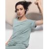 GYS Women Pajama Sets Bamboo Viscose Short Sleeve Top and Capri Pants 2 Piece Sleep Set(Light Greyish Green)