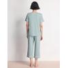 GYS Women Pajama Sets Bamboo Viscose Short Sleeve Top and Capri Pants 2 Piece Sleep Set(Light Greyish Green)
