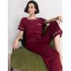 GYS Women Pajama Sets Bamboo Viscose Short Sleeve Top and Capri Pants 2 Piece Sleep Set(Wine Red)