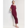 GYS Women Pajama Sets Bamboo Viscose Short Sleeve Top and Capri Pants 2 Piece Sleep Set(Wine Red)
