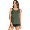 GYS Women Tank Tops Loose Fit Summer Basic Sleeveless Tops Bamboo Viscose Pajama Shirts(Dark Green)