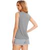 GYS Women Tank Tops Loose Fit Summer Basic Sleeveless Tops Bamboo Viscose Pajama Shirts(V-neck Heather Grey)