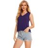 GYS Women Tank Tops Loose Fit Summer Basic Sleeveless Tops Bamboo Viscose Pajama Shirts(V-neck Purple)