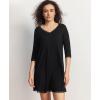 GYS Women’s 3/4 Sleeves Nightgowns Bamboo Viscose Soft Comfy Lace V Neck Pajama Dress(Black)