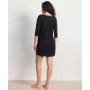 GYS Women’s 3/4 Sleeves Nightgowns Bamboo Viscose Soft Comfy Lace V Neck Pajama Dress(Black)