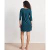GYS Women’s 3/4 Sleeves Nightgowns Bamboo Viscose Soft Comfy Lace V Neck Pajama Dress(Ink Blue)