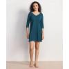 GYS Women’s 3/4 Sleeves Nightgowns Bamboo Viscose Soft Comfy Lace V Neck Pajama Dress(Ink Blue)