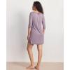 GYS Women’s 3/4 Sleeves Nightgowns Bamboo Viscose Soft Comfy Lace V Neck Pajama Dress(Violet)