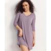 GYS Women’s 3/4 Sleeves Nightgowns Bamboo Viscose Soft Comfy Lace V Neck Pajama Dress(Violet)