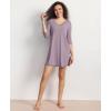 GYS Women’s 3/4 Sleeves Nightgowns Bamboo Viscose Soft Comfy Lace V Neck Pajama Dress(Violet)