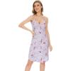 GYS Women’s Bamboo Viscose Full Slips for Under Dresses Adjustable Spaghetti Straps Cami Slip Dress(Grey Peony-long Style)