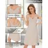 GYS Women’s Bamboo Viscose Full Slips for Under Dresses Adjustable Spaghetti Straps Cami Slip Dress(Heather Beige-long Style)