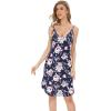 GYS Women’s Bamboo Viscose Full Slips for Under Dresses Adjustable Spaghetti Straps Cami Slip Dress(Navy Peony-long Style)