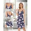 GYS Women’s Bamboo Viscose Full Slips for Under Dresses Adjustable Spaghetti Straps Cami Slip Dress(Navy Peony-long Style)