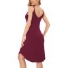 GYS Women’s Bamboo Viscose Full Slips for Under Dresses Adjustable Spaghetti Straps Cami Slip Dress(Wine-long Style)