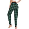 GYS Women’s Bamboo Viscose Pajama Pants, High Waist Christmas Plaid Sleepwear Joggers with Pockets(Black Green Plaid)