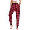 GYS Women’s Bamboo Viscose Pajama Pants, High Waist Christmas Plaid Sleepwear Joggers with Pockets(Black Red Plaid)