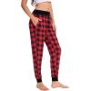 GYS Women’s Bamboo Viscose Pajama Pants, High Waist Christmas Plaid Sleepwear Joggers with Pockets(Black Red Plaid)